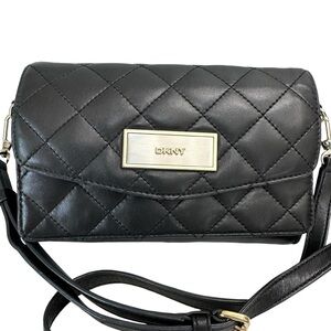DKNY Black Quilted Crossbody Handbag, Soft Leather